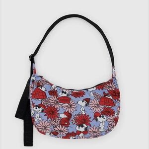 Floral Print Shoulder Bag - Black and Red